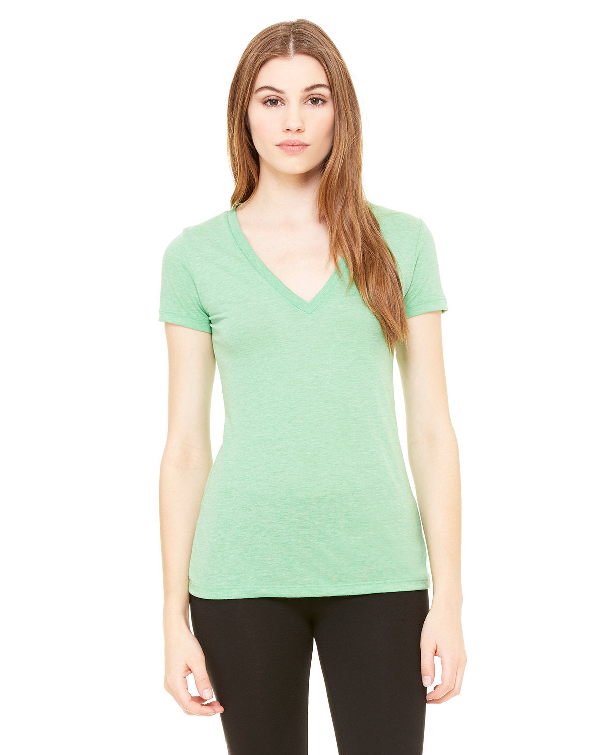 EFFORTLESSLY-TRENDY-BELLA-CANVAS-LADIES-TRIBLEND-SHORT-SLEEVE-DEEP-V-NECK-T-SHIRT