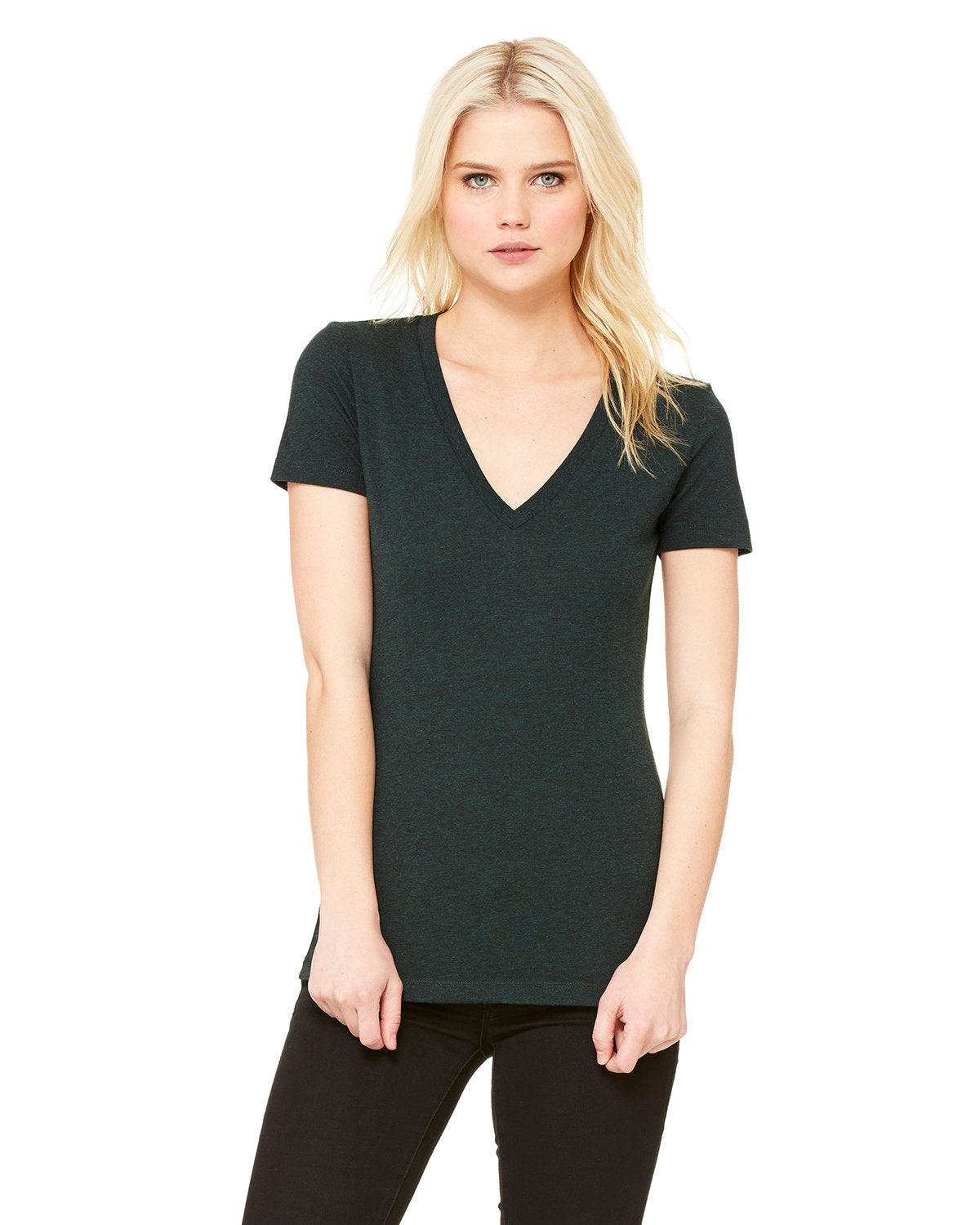 EFFORTLESSLY-TRENDY-BELLA-CANVAS-LADIES-TRIBLEND-SHORT-SLEEVE-DEEP-V-NECK-T-SHIRT