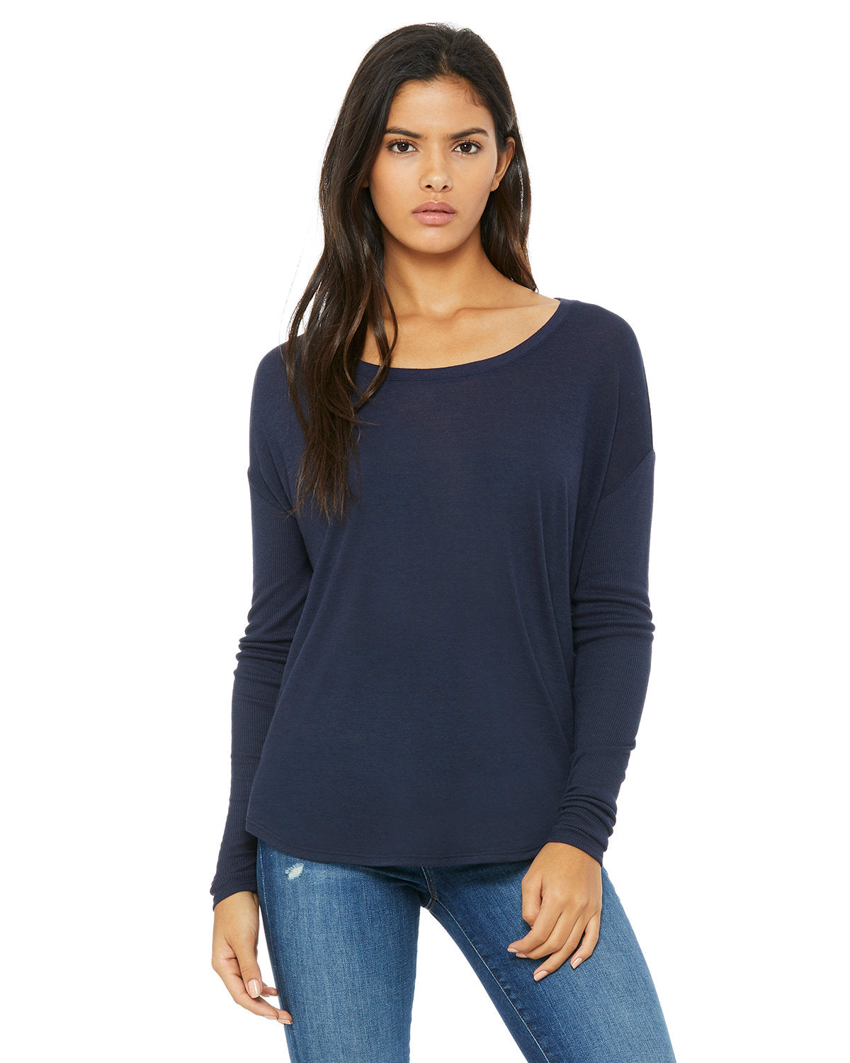 Bella + Canvas Ladies' Flowy Long-Sleeve T-Shirt with 2x1 Sleeves: Effortless Style and Comfort