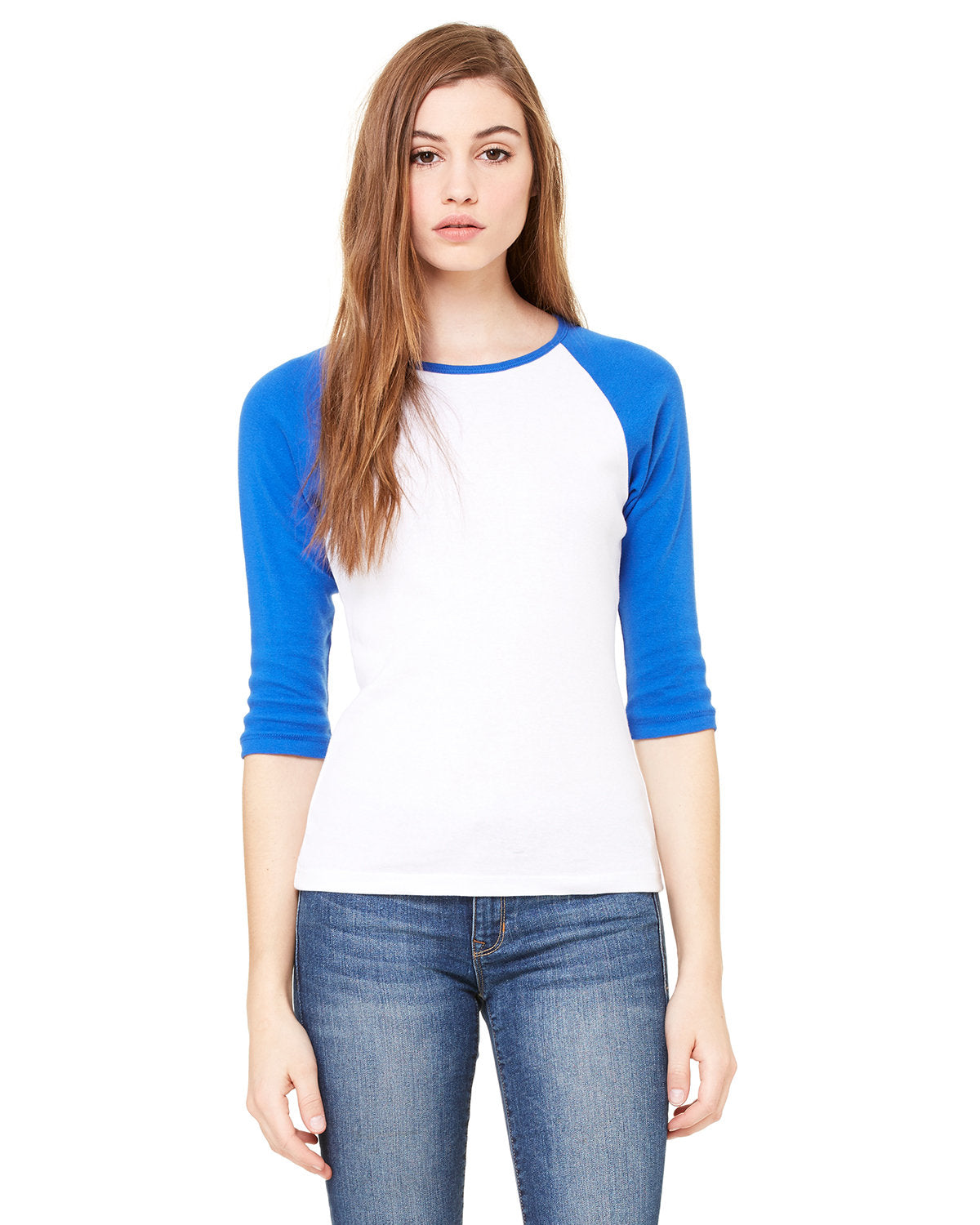 Bella + Canvas Ladies' Baby Rib 3/4-Sleeve Contrast Raglan Tee: Stylish Contrast and Comfort