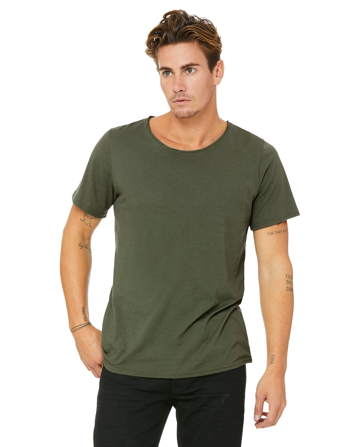 Bella + Canvas Men's Jersey Raw Neck Tee: Casual Style Redefined