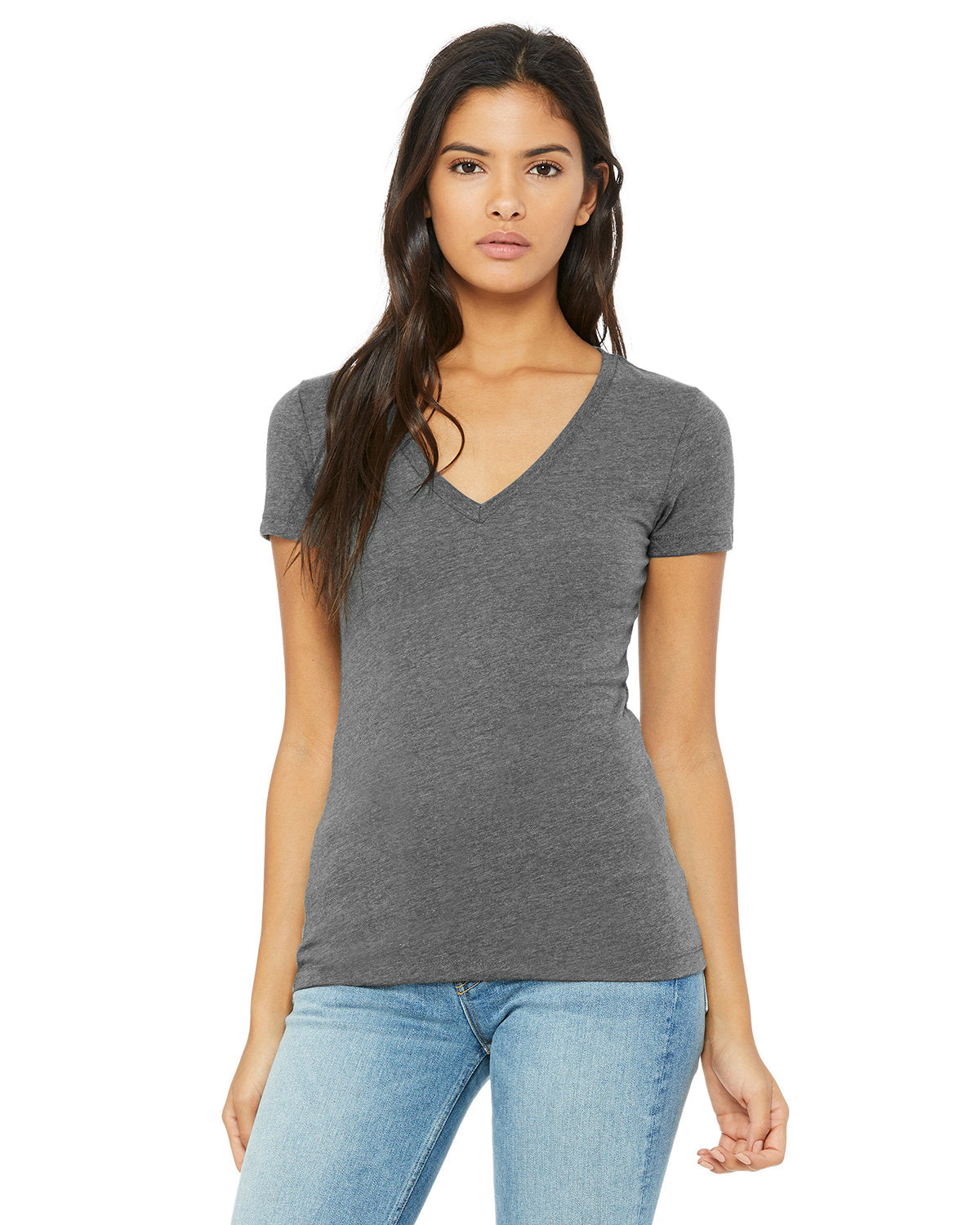 Bella + Canvas Ladies' Jersey Short-Sleeve Deep V-Neck Tee: Chic Style and Comfort