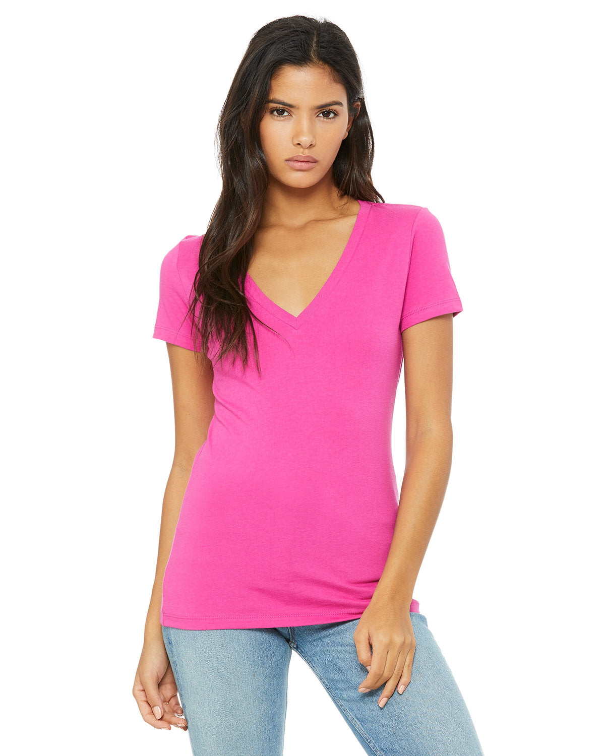 Bella + Canvas Ladies' Jersey Short-Sleeve Deep V-Neck Tee: Chic Style and Comfort