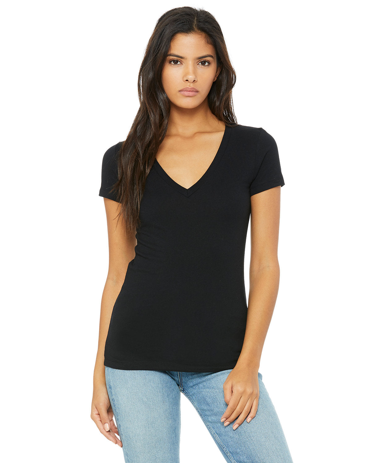 Bella + Canvas Ladies' Jersey Short-Sleeve Deep V-Neck Tee: Chic Style and Comfort