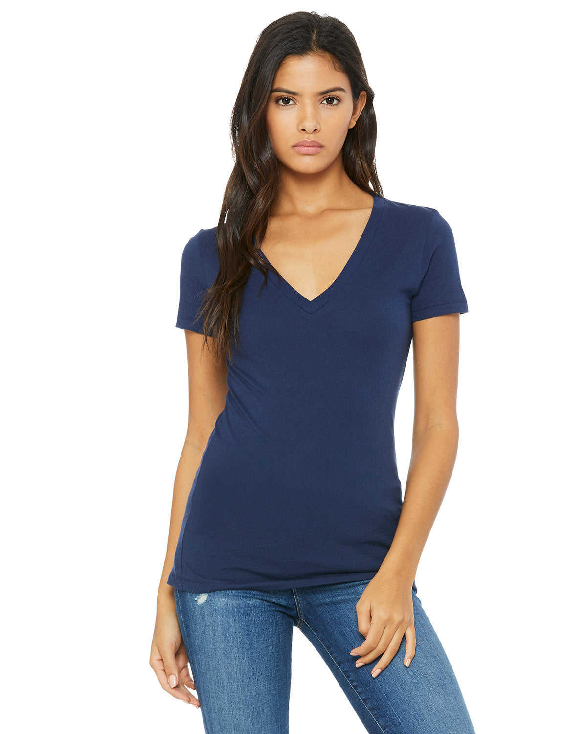 Bella + Canvas Ladies' Jersey Short-Sleeve Deep V-Neck Tee: Chic Style and Comfort