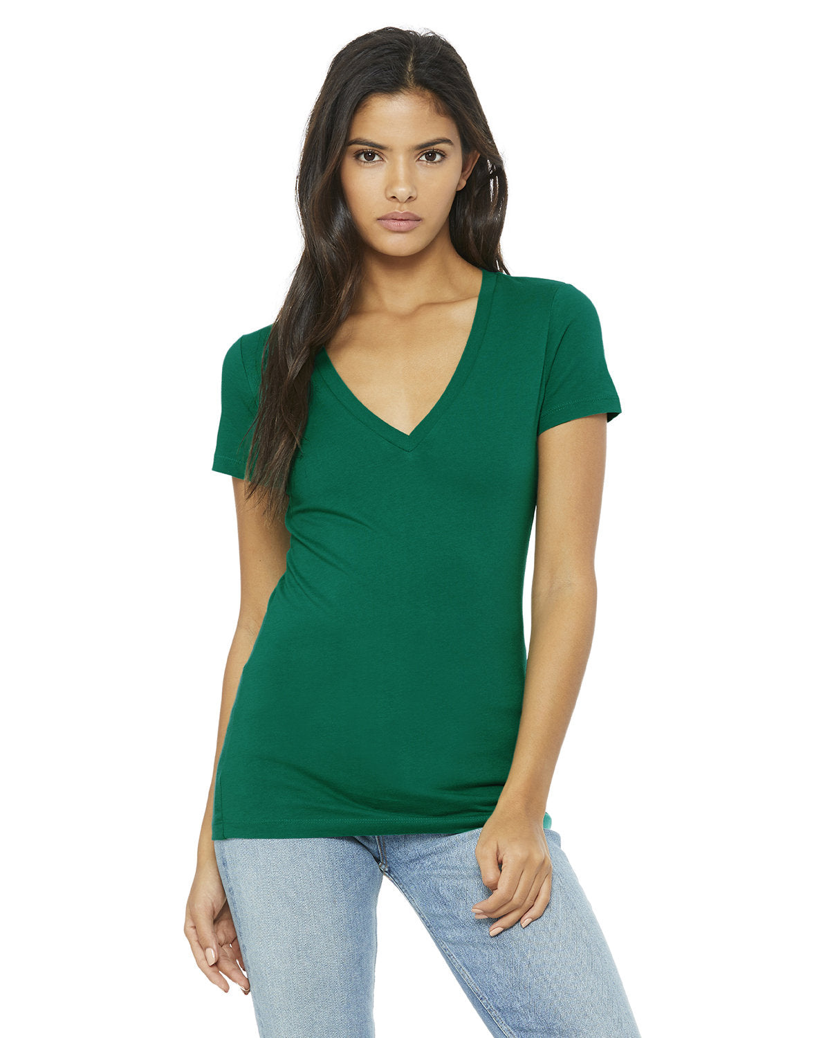 Bella + Canvas Ladies' Jersey Short-Sleeve Deep V-Neck Tee: Chic Style and Comfort