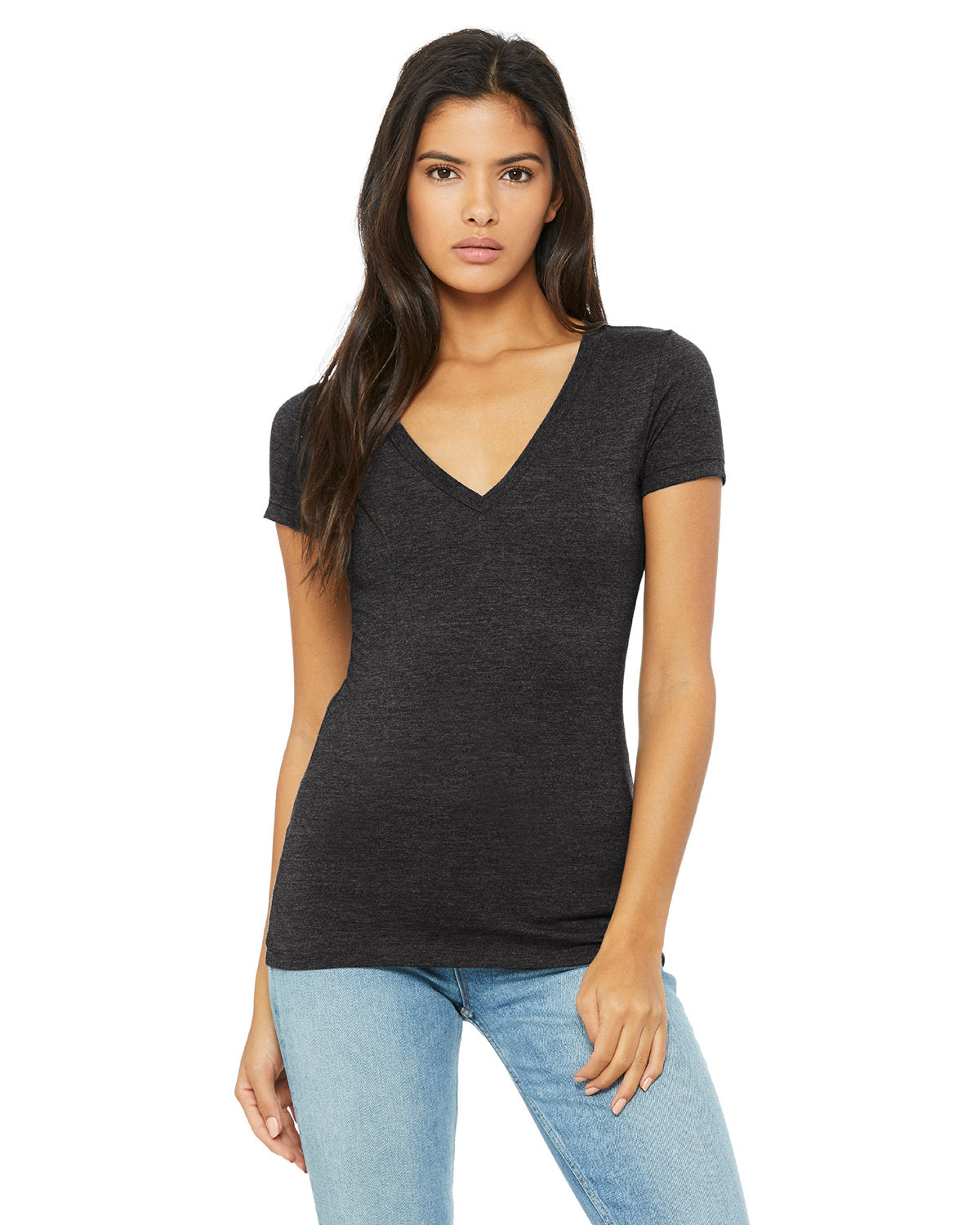 Bella + Canvas Ladies' Jersey Short-Sleeve Deep V-Neck Tee: Chic Style and Comfort