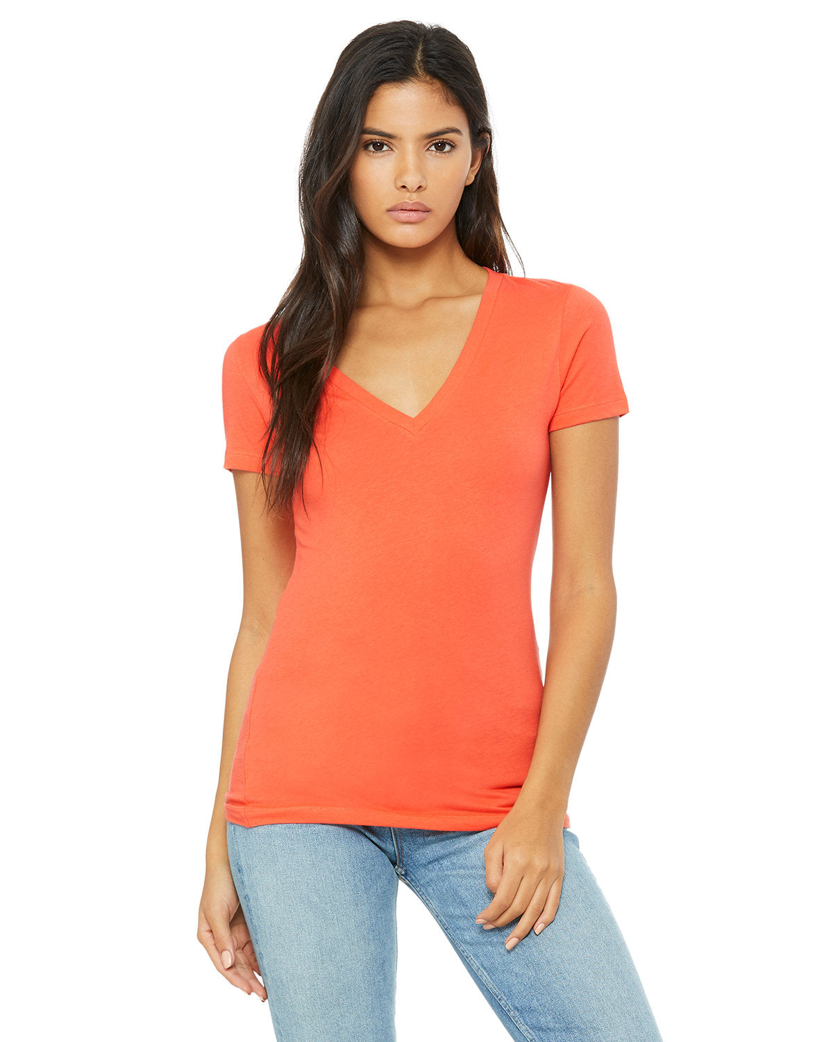 Bella + Canvas Ladies' Jersey Short-Sleeve Deep V-Neck Tee: Chic Style and Comfort