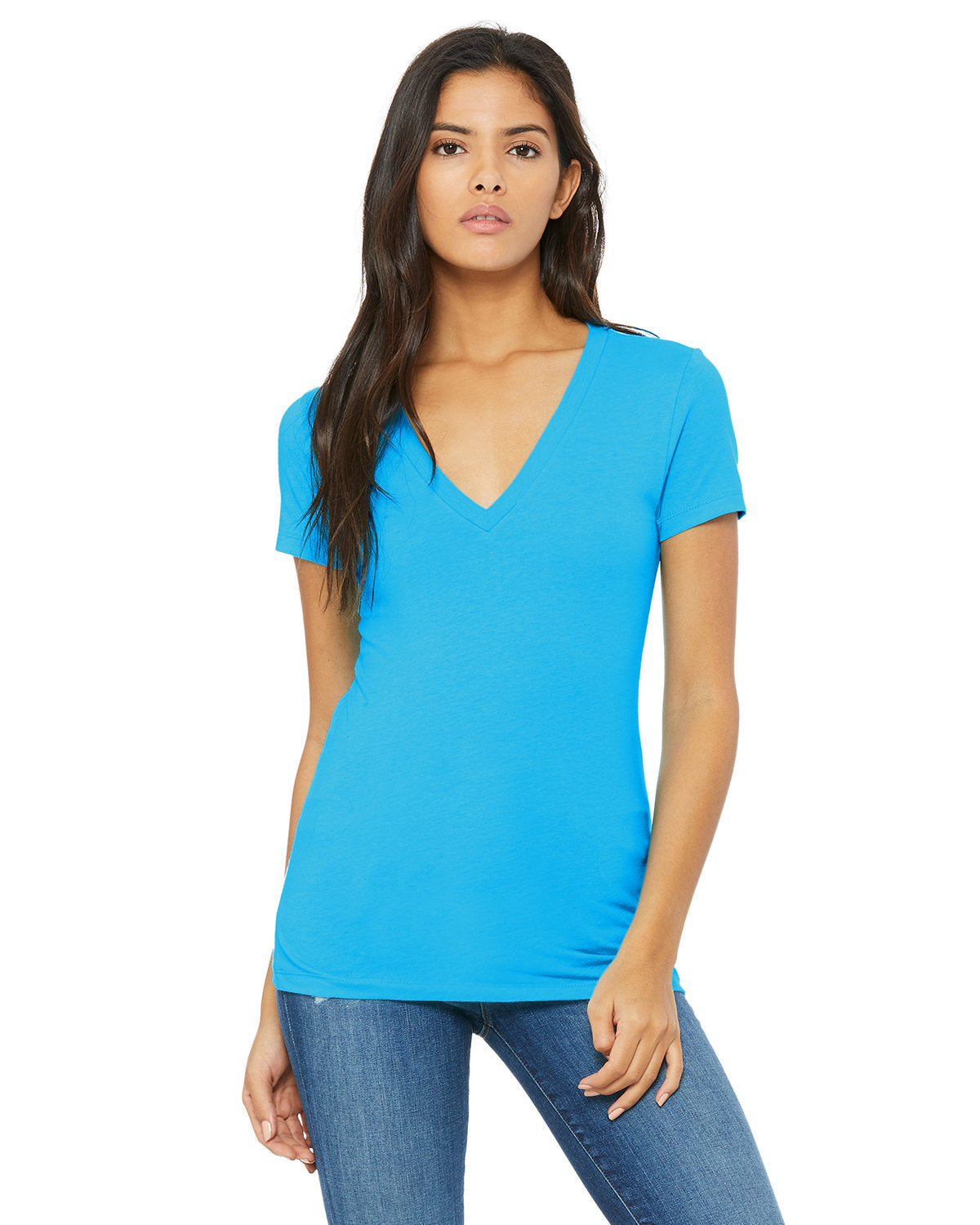 Bella + Canvas Ladies' Jersey Short-Sleeve Deep V-Neck Tee: Chic Style and Comfort