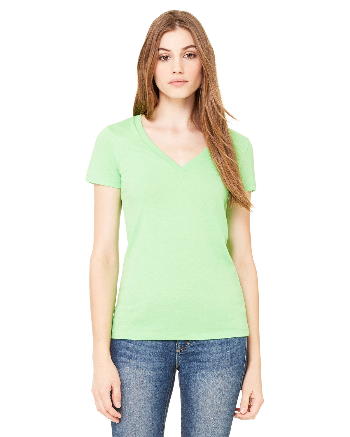 Bella + Canvas Ladies' Jersey Short-Sleeve Deep V-Neck Tee: Chic Style and Comfort