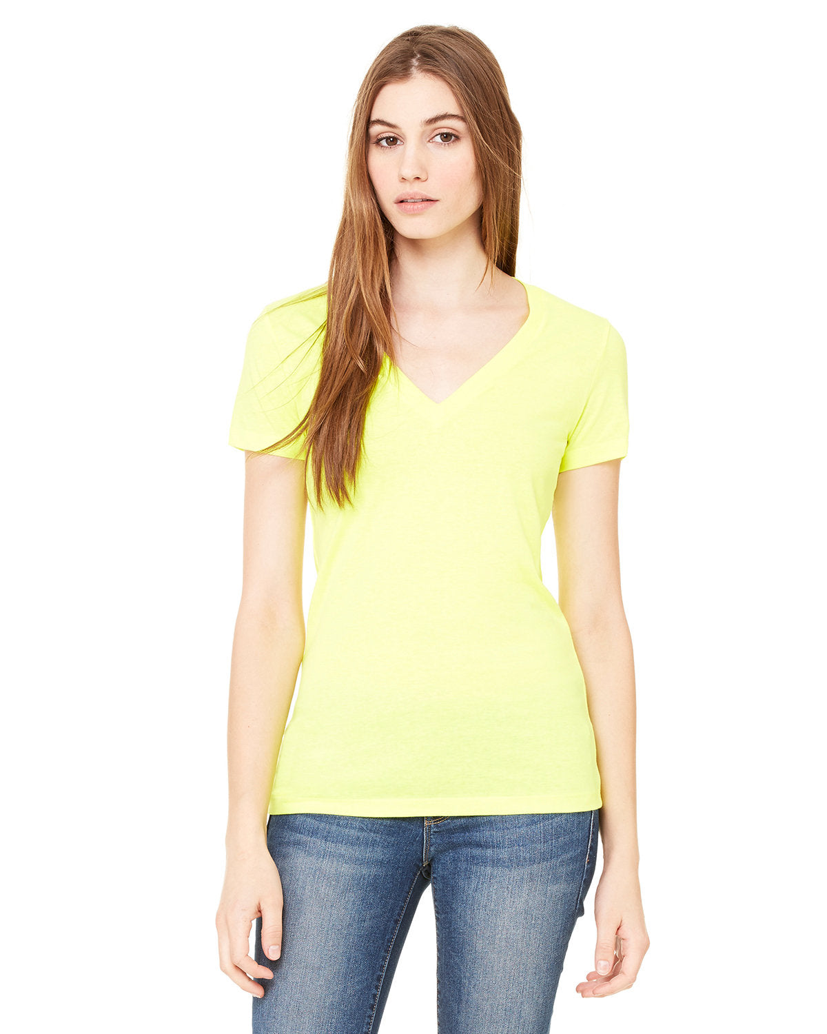 Bella + Canvas Ladies' Jersey Short-Sleeve Deep V-Neck Tee: Chic Style and Comfort