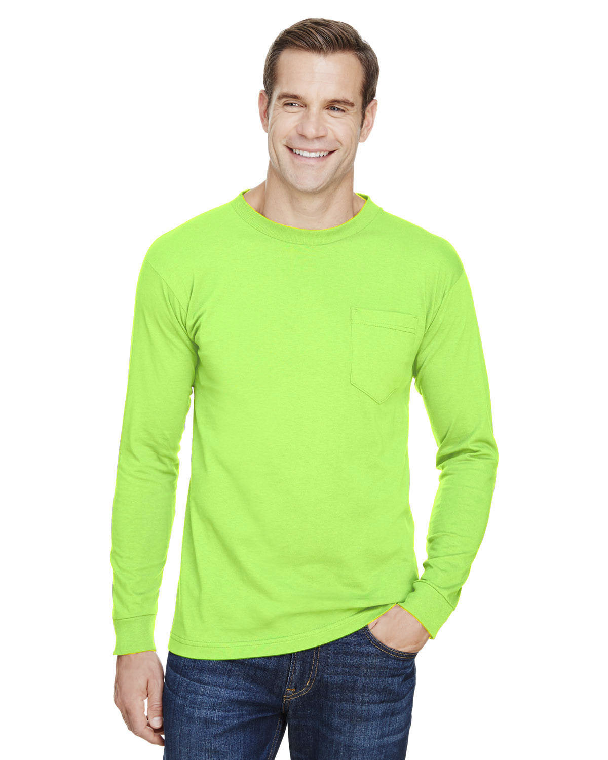 Bayside Unisex Union-Made Long-Sleeve Pocket Crew T-Shirt