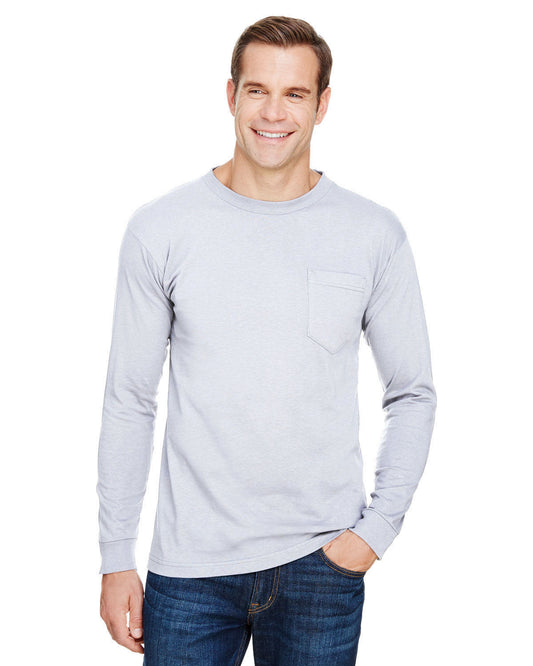 Bayside Unisex Union-Made Long-Sleeve Pocket Crew T-Shirt