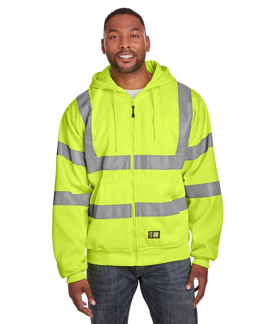 BERNE Men's Hi-Vis Class 3 Lined Full-Zip Hooded Sweatshirt: Visibility and Warmth Combined"