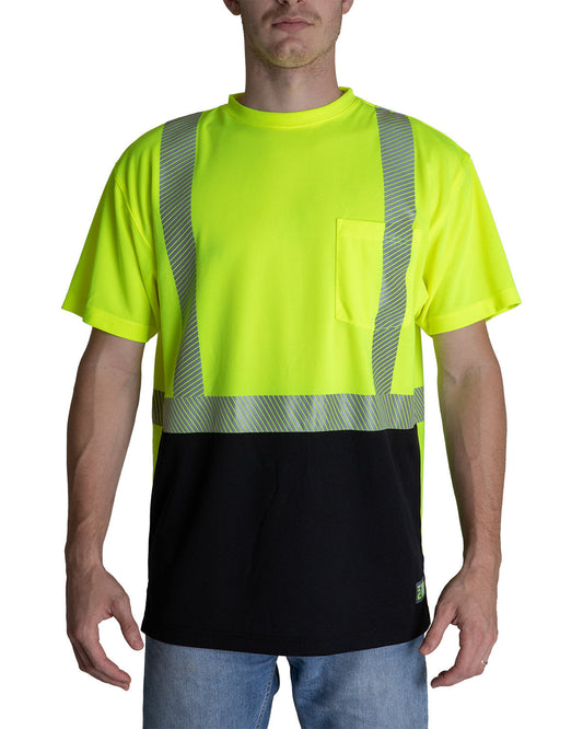 Berne's Hi-Vis Class 2 Color Blocked Pocket T-Shirt: Unmatched Safety and Style for All