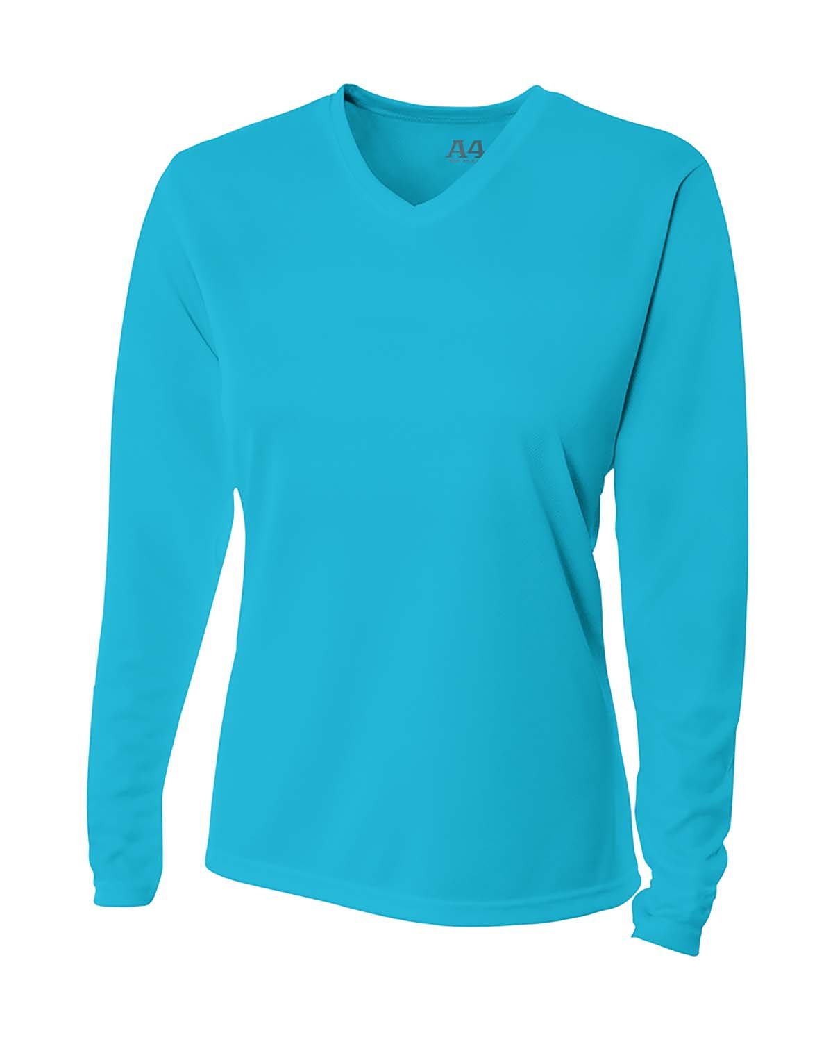 Ladies' Birds-Eye Mesh Long Sleeve V-Neck T-Shirt