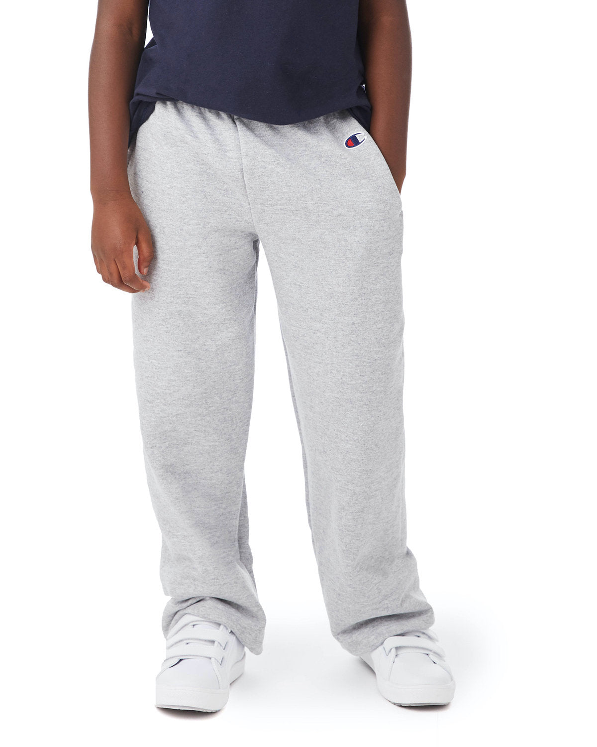 Champion Essential: The Youth PowerblendÂ® Open-Bottom Fleece Pant with Pockets